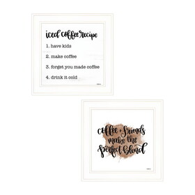 "Coffee & Friends Recipe" 2-Piece Vignette by Imperfect Dust, Ready to Hang Framed Print, White Frame B06789364