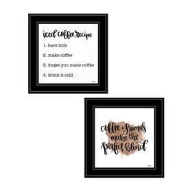 "Coffee & Friends Recipe" 2-Piece Vignette by Imperfect Dust, Ready to Hang Framed Print, Black Frame B06789365