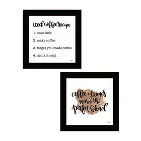 "Coffee & Friends Recipe" 2-Piece Vignette by Imperfect Dust, Ready to Hang Framed Print, Black Frame B06789366