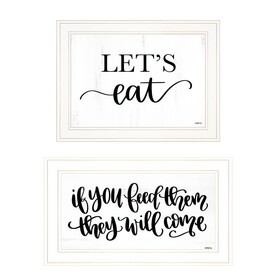 "Let's Eat/Feed Them" 2-Piece Vignette by Imperfect Dust, Ready to Hang Framed Print, White Frame B06789367