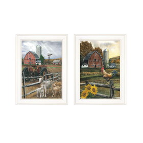 "Farm Life" 2-Piece Vignette by Ed Wargo, Ready to Hang Framed Print, White Frame B06789370