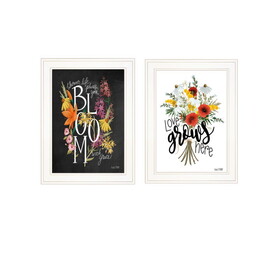 "Love & Bloom" 2-Piece Vignette by HOUSE FENWAY, Ready to Hang Framed Print, White Frame B06789374