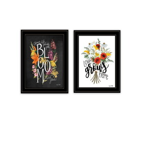 "Love & Bloom" 2-Piece Vignette by HOUSE FENWAY, Ready to Hang Framed Print, Black Frame B06789376