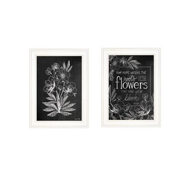 "Vintage Flowers in Bloom" 2-Piece Vignette by HOUSE FENWAY, Ready to Hang Framed Print, White Frame B06789378