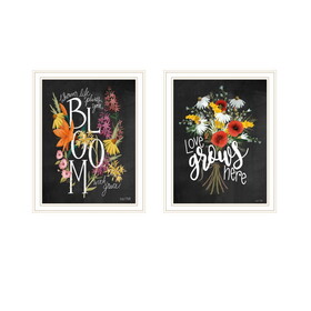 "Love Grows Here" 2-Piece Vignette by House Fenway, Ready to Hang Framed Print, White Frame B06789384