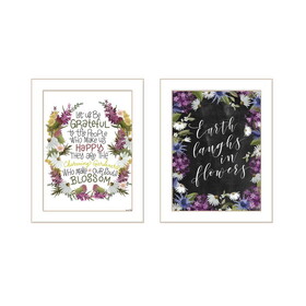 "Flowers Make Us Laugh" 2-Piece Vignette by House Fenway, Ready to Hang Framed Print, White Frame B06789388