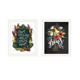 "with Grateful Hearts" 2-Piece Vignette by House Fenway, Ready to Hang Framed Print, White Frame B06789392