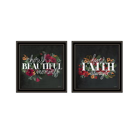 "Cherish and Have Faith" 2-Piece Vignette by House Fenway, Ready to Hang Framed Print, Black Frame B06789394