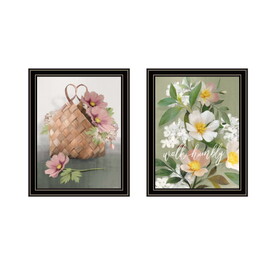 "Farmhouse Daisies" 2-Piece Vignette by House Fenway, Ready to Hang Framed Print, Black Frame B06789396
