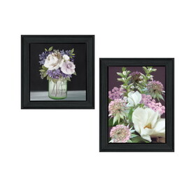 "Lilac & Wild Plum Bouquet" 2-Piece Vignette by House Fenway, Ready to Hang Framed Print, Black Frame B06789397