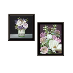 "Lilac & Wild Plum Bouquet" 2-Piece Vignette by House Fenway, Ready to Hang Framed Print, Black Frame B06789398