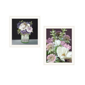 "Lilac & Wild Plum Bouquet" 2-Piece Vignette by House Fenway, Ready to Hang Framed Print, White Frame B06789399