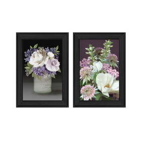 "Lilac & Wild Plum Bouquet II" 2-Piece Vignette by House Fenway, Ready to Hang Framed Print, Black Frame B06789403