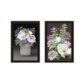 "Lilac & Wild Plum Bouquet II" 2-Piece Vignette by House Fenway, Ready to Hang Framed Print, Black Frame B06789404