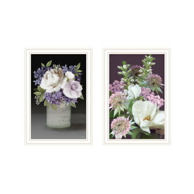 "Lilac & Wild Plum Bouquet" 2-Piece Vignette by House Fenway, Ready to Hang Framed Print, White Frame B06789405