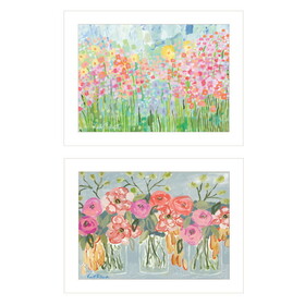 "Garden Flowers II" 2-Piece Vignette by Kait Roberts, Ready to Hang Framed Print, White Frame B06789414