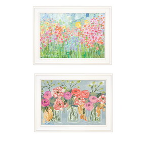"Garden Flowers II" 2-Piece Vignette by Kait Roberts, Ready to Hang Framed Print, White Frame B06789415