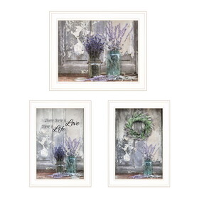 "Abundance of Beauty Collection" 3-Piece Vignette by Lori Deiter, Ready to Hang Framed Print, White Frame B06789426