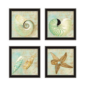 "Ocean Collection " 4-Piece Vignette by Sophie 6, Ready to Hang Framed Print, Black Frame B06789467