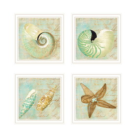 "Ocean Collection " 4-Piece Vignette by Sophie 6, Ready to Hang Framed Print, White Frame B06789468