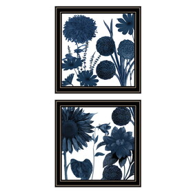 "Sunflower Blues" 2-Piece Vignette by Sophie 6, Ready to Hang Framed Print, Black Frame B06789473