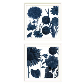 "Sunflower Blues" 2-Piece Vignette by Sophie 6, Ready to Hang Framed Print, White Frame B06789474