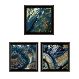 "Deep Blue" 3-Piece Vignette by Sophie 6, Ready to Hang Framed Print, Black Frame B06789484