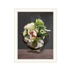 "Vintage Floral Tea Pot" by House Fenway, Ready to Hang Framed Print, White Frame B06789532