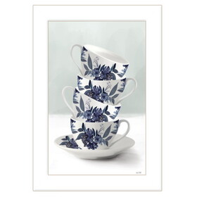 "Tea Tower (Blue)" by House Fenway, Ready to Hang Framed Print, White Frame B06789541
