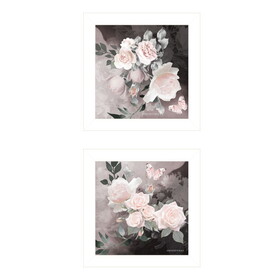 "Noir Roses Collection" 2-Piece Vignette by Bluebird Barn, Ready to Hang Framed Print, White Frame B06789629