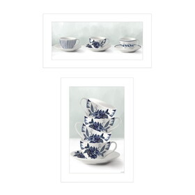 Tea tower with Cups and Sauces Vignette is by Artisan House Fenway, Ready to Hang Framed Print, White Frame B06789652