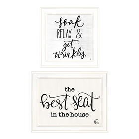 "The Best Seat in the House" 2-Piece Vignette by Fearfully Made Creations, Ready to Hang Framed Print, White Frame B06789667