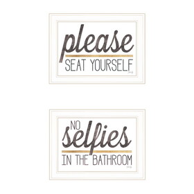 "No Selfies When Seated" 2-Piece Vignette by Marla Rae, Ready to Hang Framed Print, White Frame B06789677