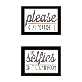 "No Selfies When Seated" 2-Piece Vignette by Marla Rae, Ready to Hang Framed Print, Black Frame B06789678