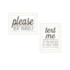 "Text Me If You Run Out of Toilet Paper While Seated" 2-Piece Vignette by Marla Rae, Ready to Hang Framed Print, White Frame B06789680