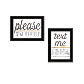 "Text Me If You Run Out of Toilet Paper While Seated" 2-Piece Vignette by Marla Rae, Ready to Hang Framed Print, Black Frame B06789681