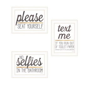 "Toilet Humor Collection" 3-Piece Vignette by Marla Rae, Ready to Hang Framed Print, White Frame B06789683