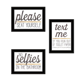 "Toilet Humor Collection" 3-Piece Vignette by Marla Rae, Ready to Hang Framed Print, Black Frame B06789684