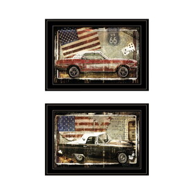 "Vintage Classics Collection" 2-Piece Vignette by Sophie 6, Ready to Hang Framed Print, Black Frame B06789692