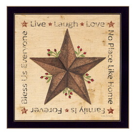 "Live, Laugh, Love - Barn Star" by Linda Spivey, Printed Wall Art, Ready to Hang Framed Poster, Black Frame B06789702