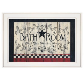 "Bathroom" by Linda Spivey, Ready to Hang Framed print, White Frame B06789708