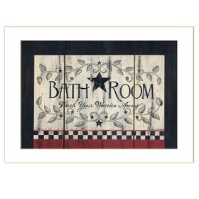 "Bathroom" by Linda Spivey, Ready to Hang Framed Print, White Frame B06789715