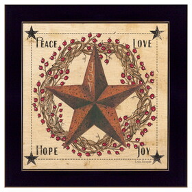 "Peace, Love, Hope, Joy" by Linda Spivey, Ready to Hang Framed Print, Black Frame B06789733