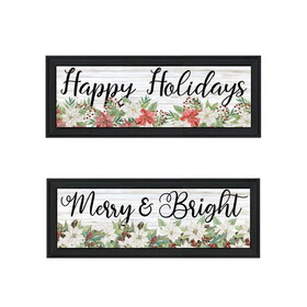 Trendy Decor 4U"Merry & Bright Holiday; Happy Holidays to YOU" Framed Wall Art for Living Room, Wall Art Print for Home Decor, Bedroom Wall Art by Cindy Jacobs B067P225694