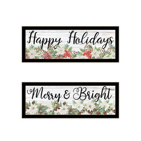 Trendy Decor 4U"Merry & Bright Holiday; Happy Holidays to YOU" Framed Wall Art for Living Room, Wall Art Print for Home Decor, Bedroom Wall Art by Cindy Jacobs B067P225695