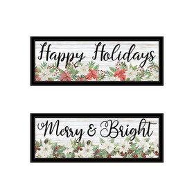 Trendy Decor 4U"Merry & Bright Holiday; Happy Holidays to YOU" Framed Wall Art for Living Room, Wall Art Print for Home Decor, Bedroom Wall Art by Cindy Jacobs B067P225696