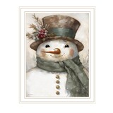 Trendy Decor 4U Old World Frosty The Snowman White Framed Wall Art for Living Room, Holiday Wall Art Print for Home Decor, Bedroom Wall Art by Jo Moulton B067P252292