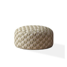Indoor MOOSEVILLE Blue/Taupe/Camel Tan Round Zipper Pouf - Cover Only - 24in dia x 20in tall B06894144