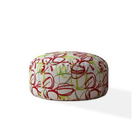 Indoor RIBBONS & TWIRLS Green Round Zipper Pouf - Cover Only - 24in dia x 20in tall B06894156