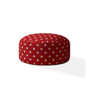 Indoor RETRO POLKA Bright Red/White Round Zipper Pouf - Cover Only - 24in dia x 20in tall B06894164